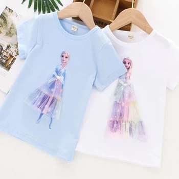 Vara Maneca Scurta Tricou Haine Pentru Fete Haine Pentru Copii Pentru Copii Princess Haine De Bumbac Congelate Tricouri Copii Copilul Sus Tricouri