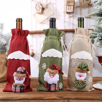 De crăciun Decorativ Sticla de Vin Acoperi Lenjerie de Șampanie, Vin Roșu Sac Elan Sac de Cadouri Hotel Holiday Decor de Masă Ornament ZD912