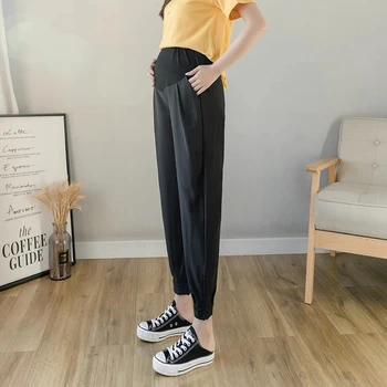 Pantaloni De Maternitate Sifon Glezna Subțire De Vară De Moda Butonul Split De Design Haine Pentru Femeile Gravide În Timpul Sarcinii Pantaloni Casual