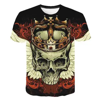 Vara Crown Craniu Model T-shirt Imprimat 3D Bărbați Femei de Moda de Personalitate Maneca Scurta Barbati Haine Hip Hop Y2k Topuri