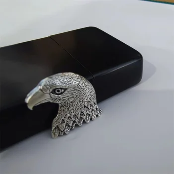 Moda 3D Sculptură Argint Eagle Cap DIY Insigna Metalică pentru ZP Kerosen Benzină Brichetă Manual Decor Accesoriu Fumat Gadget