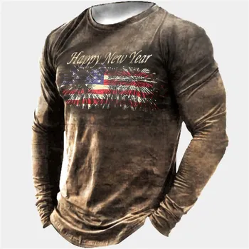 3D T-shirt, cu Mâneci Lungi statele Unite ale americii Route 66 Litera O-neck Supradimensionate Top T-shirt Vintage Imprimate cu Mâneci Lungi T-shirt Îmbrăcăminte pentru Bărbați