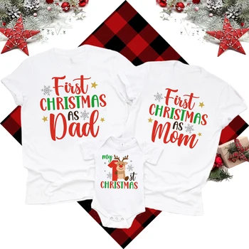 Primul meu Crăciun Ca Tata/mama de Familie Potrivire Tinuta tricouri Tatăl, Mama și Copilul să Arate Haine Topuri Copil Salopete Camasi