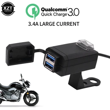 QC3.0 USB Motocicleta Soclu rezistent la apa Dual USB Schimbare Rapidă 3.0 5V rezistent la apa de Alimentare Adaptor Pentru Telefon Navigare