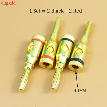 Cltgxdd 1Set/4BUC placat cu aur, difuzor amplificator audio mufă banană bord cabluri cabluri plug 4.1 MM