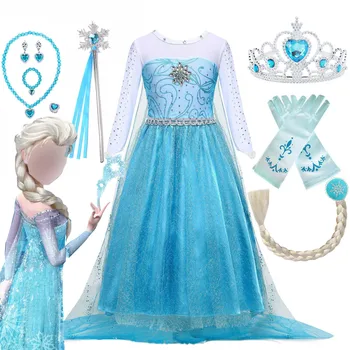 Fetele De Ziua Elsa Petrecere Costum Carnaval Congelate Cosplay Costum Snow Queen Elsa Haine De Gala Printesa Copil Vestidos De Halloween Rochie