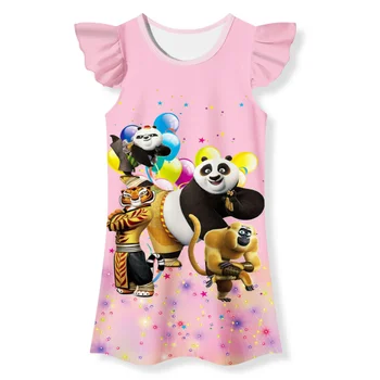 Copii Desene Animate Drăguț Panda Chinezesc Silky Milk Mătase Cămașă De Noapte Copilul Fete Kawaii Cămașă De Noapte Copilul Fata Rochie De Vara Sleepwear
