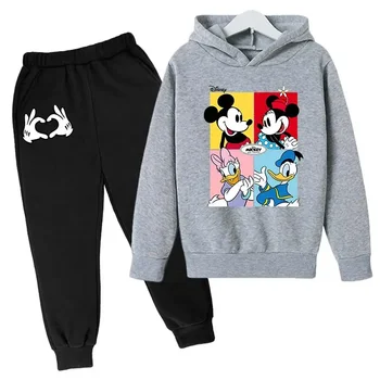 Disney Haine Copii Set Mickey Copii Costum Set Donald Duck, Minnie Hanorace Seturi Băieți Topuri Pantaloni Costume 4-14 Y Costume De Sport Hanorace
