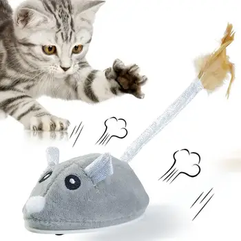 Animal De Casă Pisică De Pluș Electronice Fals Mouse-Ul Jucărie Cu Pene Usb Reîncărcabilă Interactiv Pisica Jucării Pentru Pisici De Interior