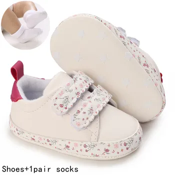 VALEN SINA de Moda pentru Copii Pantofi Și Șosete Albe, Pantofi de Sport Pentru Fata Moale Apartamente Baby Toddler Prima Pietoni Casual Pantofi pentru Sugari