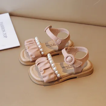 Copii Fete Sandale Cutat Perla Degetele de la picioare Deschise Versatil Chic Copii Princess Mary Janes pentru Petrecerea de Nunta Prezinta Plajă Simple