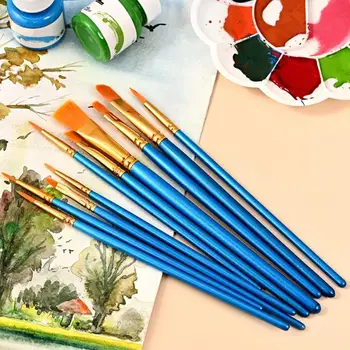 10 Buc Pensule Set Pentru Arta Acrilic, Guașă, Ulei, Acuarelă Artist Canvas Sintetice Nylon Pictură În Ulei Stilou Perie De Artă Supplie