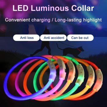 1 buc LED-uri Stralucitoare Guler de Câine de Noapte Anti-a pierdut Siguranța de Companie Luminos Guler USB Reîncărcabilă animale de Companie Pisici Câini Produse 240mAh