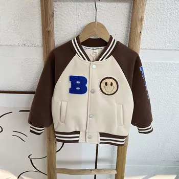 Băiatul cu haina de catifea qiu dong tinuta 2023 copii un nou stil occidental uniforma de baseball pentru copii copilul cald haina frumos