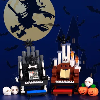 MOC Halloween Tipărite Pian Organ Schelet de Dovleac Blocuri Kit Fantoma Festivalul de filme de Groază Decor Cărămizi de Jucărie pentru Copii Cadouri