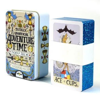 Noua Aventura De Tarot Cutie De Tinichea Aurită Marginea Divinație 78 Carte De Joc Joc Engleză Carti De Joc De Divertisment De Familie Jocuri Fete