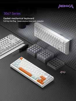 Moka 3067 Tastatură Mecanică 3-modul Wireless 2.4 g Bluetooth Garnitura Structura Rgb Hot Swappable Joc Tastatura Cadou Pentru Baieti, Cadou