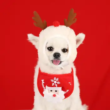 Crăciun Pălărie pentru animale de Companie Drăguț Coarne Saliva Prosop pentru Pisică Câine Dress Up Consumabile Design Minunat Toamna și Haine de Iarnă de Companie Accesoriu