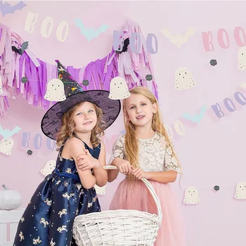 Roz Violet Petrecere De Halloween Candy Bar Bat Boo Fantomă Ghirlande Decoratiuni Drăguț Boo Banner Agățat Petrecere De Aniversare Pentru Copii Provizii