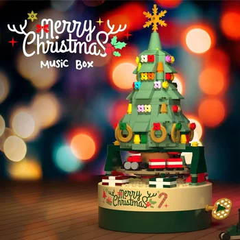 Crăciun Fericit Iluminat Copac Blocuri Caramizi Creative Cutii Muzicale Decorare Pentru Copii Pentru Copii De Craciun Mos Craciun Cadouri