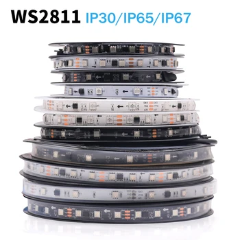 WS2811 30 60 Led-uri/m RGB Benzi cu LED-uri 5050 SMD Individual Adresabile Bandă de Lumină IP30/IP65/IP67 DC12V 1 IC de Control 3 Led-uri Luminoase