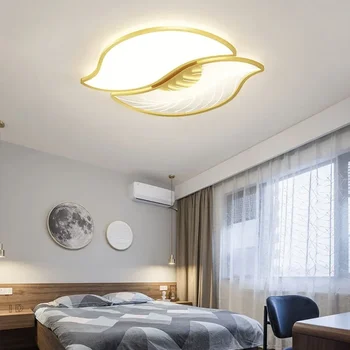 Nordic Lumina Plafon Frunze de Stil de Design Acasă Rotund-aparat Decor Modern Lampă cu Led-uri pentru Dormitor, Camera de zi Recomandat Corpuri