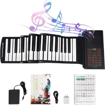 88 Tastatură Cheie Pian Roll-Up Pian Electric, Pian Digital De Copii De Mână Rola De Pian Pentru Copii, Cadouri Adulti