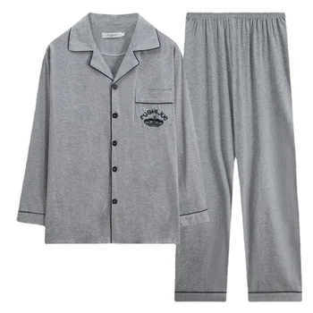 2024 Pijama pentru Barbati Lounge Pijamale Pijamale Carouri Imprimare Primavara Toamna cu Maneci Lungi Homewear Haine 2 Bucati Omul Set de Pijama