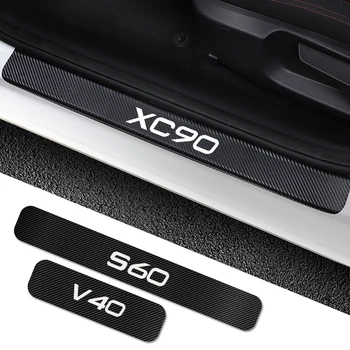 Pentru Volvo S60 XC90 V40 V50 V60 S60, S90 V90 XC60 XC40 T6 AWD 4BUC Masina Pragului de Ușă Scuff Placa Autocolant Carbon Tuning Auto Accesorii